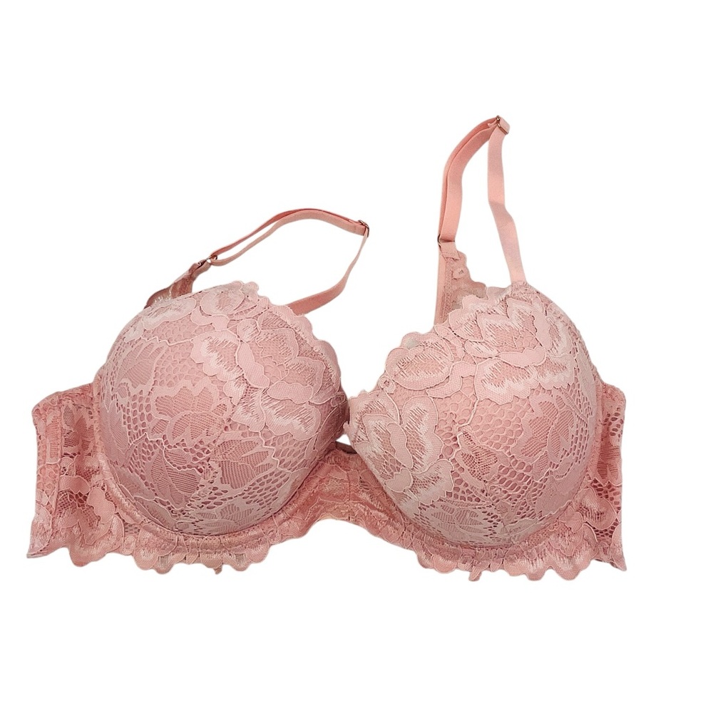 Rose and Vine Pink Lace Push Up Bra Size 34D / 36C